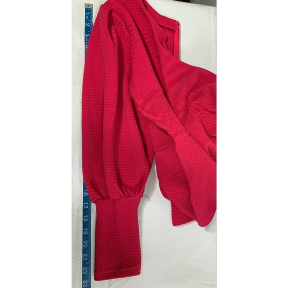 Favlux‎ Fashion Top Womens Medium Flare Hem Skater Fuchsia Pink Long Sleeve - Picture 8 of 12